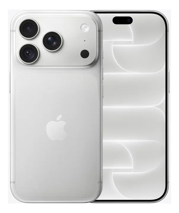 iPhone 18 Pro prateado — frente e traseira